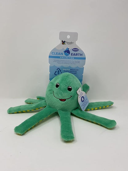 Spunky Pup Clean Earth Plush Octopus | Made from 100% Recycled Water Bottles | Small,Brown,7258