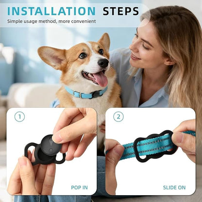 Pet GPS Tracker for Dogs,Mini Collar Location Trackers for Cats(Compatible with iOS Locate),No Monthly Fee Subscription,IP68 Waterproof Real-Time Global Location Tracking Anti-Lost Device-Black
