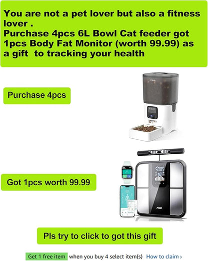 Automatic Cat Feeder with Camera, 1080P HD Video with Night Vision, 2.4G WiFi Pet Feeder for Cat & Small Dog, 2-Way Audio & Meal Call Pet Food Dispenser, Motion Capturing Auto Dog Feeder 6L