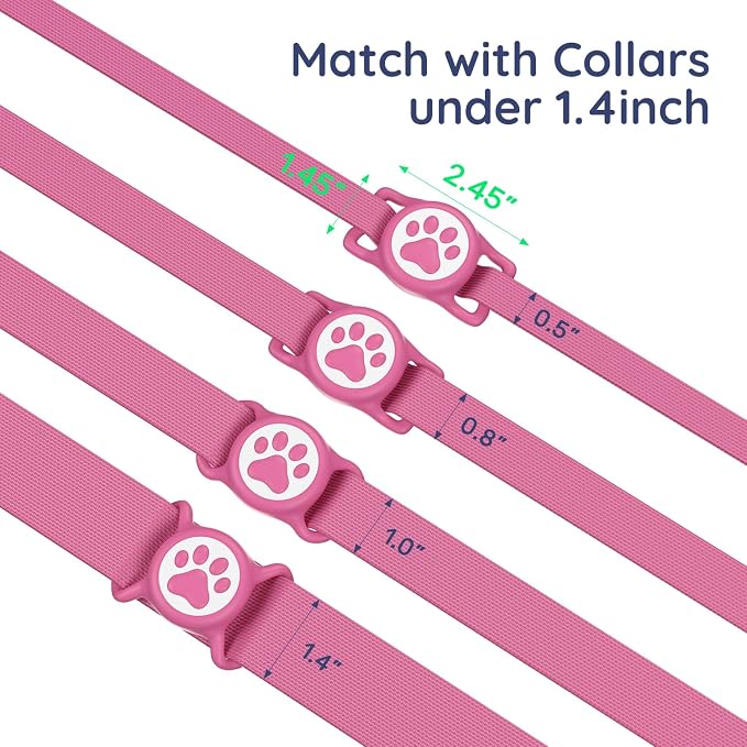 IP68 Waterproof Dog AirTag Holder for Dog Collar, Soft, Stretchy Silicone | Full-Body Protection, Easy Tool-Free Installation, Quiet, No-Dangle Fit, Lightweight, Fits Dog & Cat Collars of All Widths