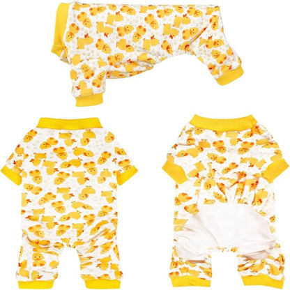 Paiaite Dog Pajamas Onesie: Comfortable Four-Legged Apparel for Small, Medium, & Large Dogs, Polyester Material for Comfort, Wrinkle Resistance, Moisture Wicking, Stretchiness Cartoon Duck 4XL