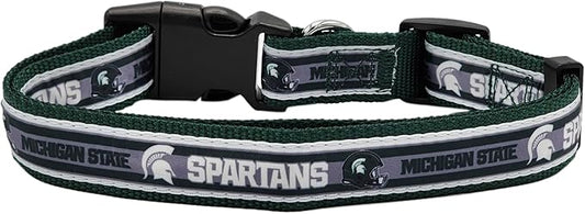 Pets First Collegiate PET Collar NEW Version Michigan State Spartans Dog Collar, Size Large. Best Sports Team Color for Dogs & Cats. A Shiny & Colorful Dog & Cat Collar Licensed by The NCAA