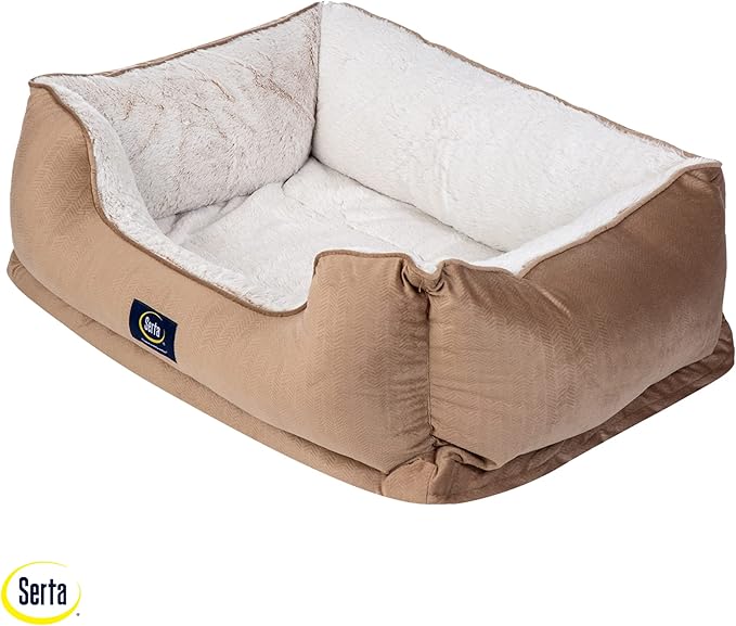 Serta Orthopedic Cuddler Dog Bed for Pets – Desert Sand (X-Large)