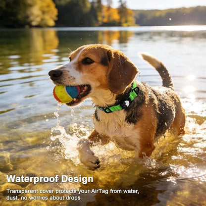 Taglory AirTag Dog Collar with Waterproof Holder for Small Dogs, Green, S | Reflective for Night Walks & Low-Light Safety, Track Your Pup Peace of Mind, Adjustable Soft Padded, No More Dangling Tags
