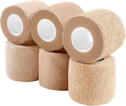 WePet Pet Wrap, Self-Adhesive, Only Sticks to Itself, Non-Woven Tape for Dog Legs, Paws, Wounds, First Aid Cohesive Gauze for Horse, Cat, Bird, Animal, 6 Rolls, 2 Inch, Solid Color