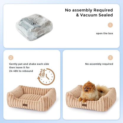 ZOMISIA Large Cat Beds - Orthopedic Dog Bed for Medium Dogs, Rectangle Pet Bed with Fluffy Removable Washable Cover, 25x21x9inches, Grey