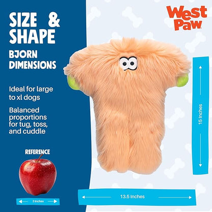 WEST PAW Rowdies Bjorn Durable Plush Dog Toy with Reinforced Seams Chew Resistant Design and Interactive Squeaker for Playtime Indoors or Outdoors Bundle for Dogs Who Deserve the Best - Melon
