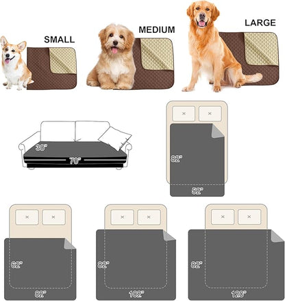 NICETOWN Dog Bed Cover for Pets Blankets Rug Pads for Couch Protection Waterproof Bed Covers Dog Blanket Furniture Protector Reusable Changing Pad, 62 x 82 inch, 1 Panel, Chocolate/Sand