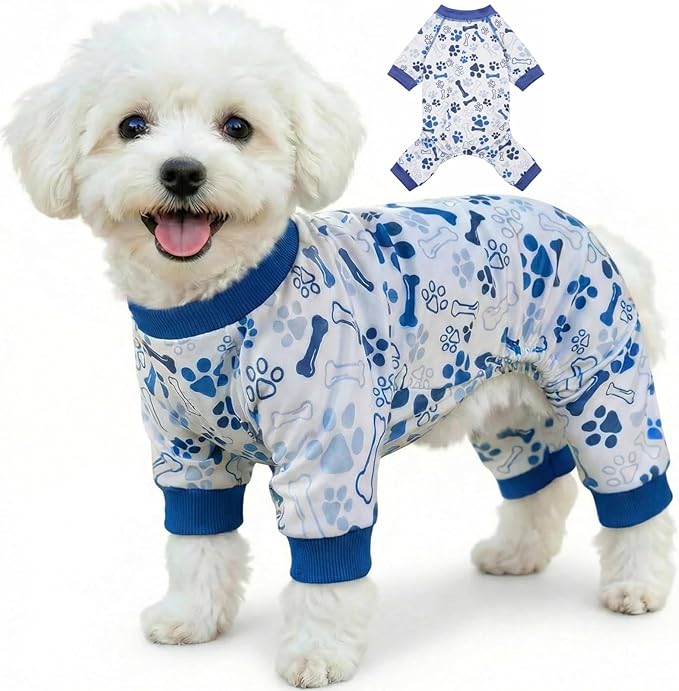 Vet-Approved Calming Dog Onesie Pajamas | High-End Hypoallergenic Polyester | Ultra-Premium & Cute for Puppy, Small Dog Holiday Clothes & Recovery Suit | All-Season S