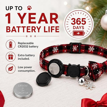 Cat Tracker GPS for Android, Pet GPS Tracker Collar for Cats No Subscription, IP67 Waterproof Cat Collar with Tracker Compatible with Google Find Hub – Replaceable 1-Year Battery, Android Only (Red)