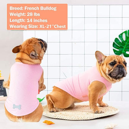 KYEESE 2Pack Dog Shirt, Lightweight Sun Protection Dog T Shirts for Small Dogs Girl, Breathable Mesh Tank Top Sleeveless Pet Reflective Vest, Soft Summer Dogs Clothes, Lemon+Pink, M