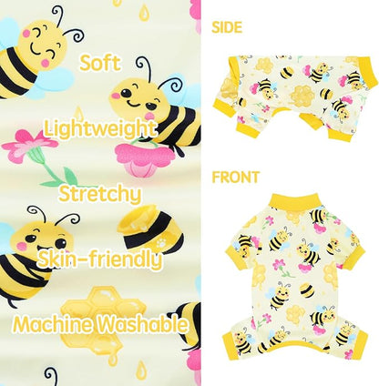 XPUDAC 4 Pack Dog Pajamas, Soft Cute Puppy Clothes, Comfy Dog Pjs Onesie Lightweight Pet Outfit for Small Medium Dogs Girl Boy, M
