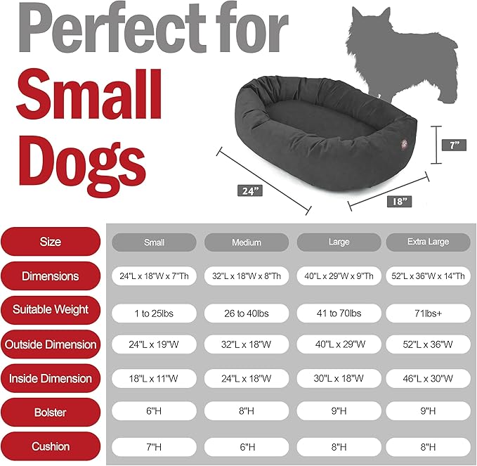 Majestic Pet 24 Inch Suede Calming Dog Bed Washable – Cozy Soft Round Dog Bed with Spine Support for Dogs to Rest Their Head - Fluffy Donut Dog Bed 24x19x7 (Inch) - Round Pet Bed Small – Gray (2025)