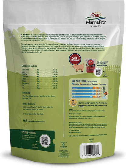 Manna Pro Farmhouse Favorites Mini Pig Treats, Baked Snack for Mini and Teacup Pigs, Hand-Mixed, Peanut Butter Flavored, Supports Training and Bonding, Premium Treats for Small Pigs, 3 lb Bag