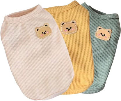 Cotton Dog & Cat Shirt Summer Lightweight Pet T-Shirts Soft Breathable Stretchy Tee Sleeveless Vest Dog Apparel for Small Dogs, 3PCS Yellow, Green, Light Pink