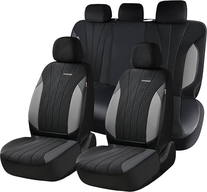 Coverado Automotive Seat Cover Full Set, Front and Rear Seat Covers, Waterproof Car Seat Covers 5 Seats, Luxury Car Seat Protectors Universal Fit for Most Vehicles, SUV, Truck, Sedan