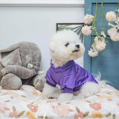 KOOLTAIL Dog Hoodie for Large Medium Small Dogs,Soft and Warm Pet Sweater with Leash Hole and Pocket Boy Girl,Puppy Fall Winter Jacket Clothes,French Pitbull Cold Weather Coat Sweatshirt,Purple SM