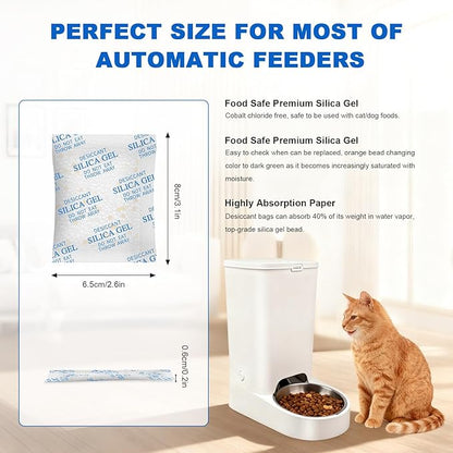 Absorbking Pet Food Desiccant Bag for Most Smart Feeders, 24 Packs Replaced Desiccant Bags with Color Indicating for Automatic Cat Dog Feeder, Desiccant Bag Replacement