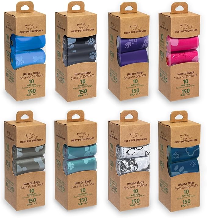 Best Pet Supplies Dog Poop Bags for Waste Refuse Cleanup, Doggy Roll Replacements for Outdoor Puppy Walking and Travel, Leak Proof and Tear Resistant, Thick Plastic - Assorted, 600 Bags
