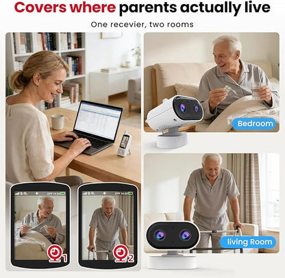 CallToU Elderly Monitor with Camera and Audio, 2-Way Talk Baby Monitors for Elderly No Wi-Fi Video Monitor for Elderly,Call Button Nursing Home Use | for Seniors, Dementia Patients 2 Camera