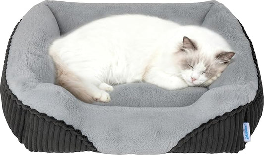 Washable Orthopedic Dog Bed - Soft Calming Pet Cuddler with Anti-Slip Bottom, Durable Plush Puppy Bed for Sleeping and Resting, Small(20"x19"x6")
