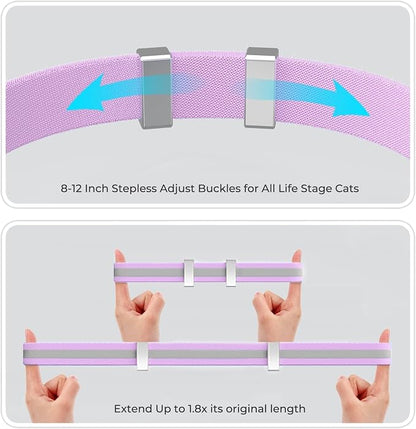 AirTag Cat Collar, Ultra Elastic Cat Tracker Collar (Reflective Violet) | Compatible with Apple Air Tag Holder, Lightweight, Scratch Resistant, Stepless Adjustable Pet Tracking Collars for Cat Kitten