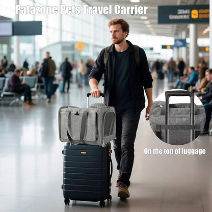Soft Cats Carrier Airline Approved Small Dog Carriers for Puppy Travel Bag Softsides Puppy Carry,Soft-Sided,Pets Small Animals Rabbits Bunny Outdoor (Gray)