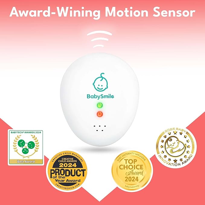 BabySmile E-202 Baby Movement & Sleep Monitor | Motion Sensor with Safety Alerts, Arousal Vibration & Portable Clip-On Design | Smart Baby Sleep Support (White)