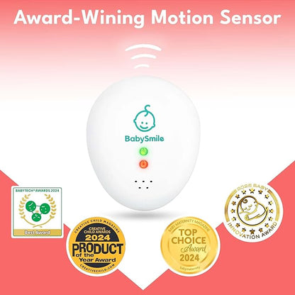 BabySmile E-202 Baby Movement & Sleep Monitor | Motion Sensor with Safety Alerts, Arousal Vibration & Portable Clip-On Design | Smart Baby Sleep Support (White)