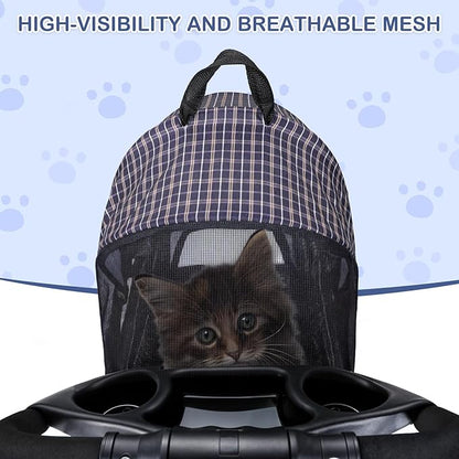 MoNiBloom 3 in 1 Foldable Pet Stroller for Small & Medium Dogs, Detachable Carrier, Car Seat, Push Button Entry, 4-Wheel Jogger for Pets up to 33 lbs, Plaid