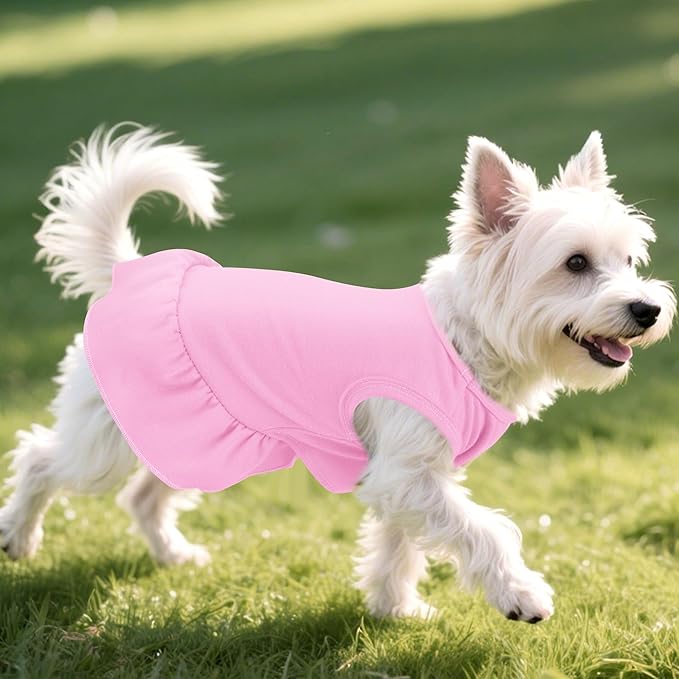 2 Pcs Dog Dress Cute Cat Skirt Solid Color Summer Clothes for Small Pet Dogs Cat (Yellow,Pink, X-Small)