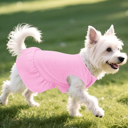 2 Pcs Dog Dress Cute Cat Skirt Solid Color Summer Clothes for Small Pet Dogs Cat (Yellow,Pink, X-Small)