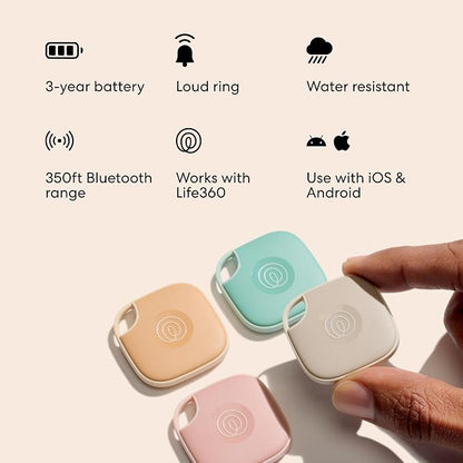 Life360 Tile - Bluetooth Tracker, Keys Finder and Item Locator for Keys, Bags and More. Phone Finder. Both iOS and Android Compatible. 1-Pack (Blush)