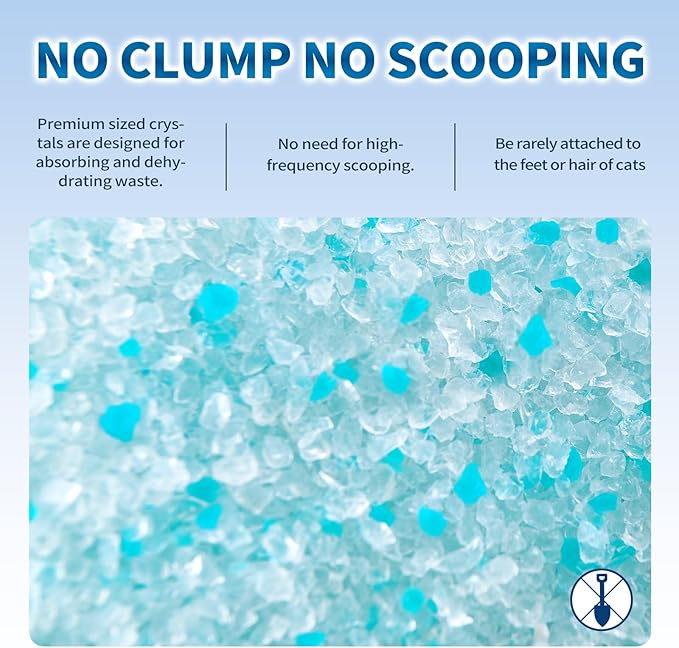 Made4Pets Cat Litter Crystals, Non Clumping Cat Litter Odor Control Silica Gel Cat Litter Non Clumping Low Dust, Low Tracking, Lightweight, Dehydrates Waste,Cologne– 25.8 lbs (6 x 4.3 lb Packs)