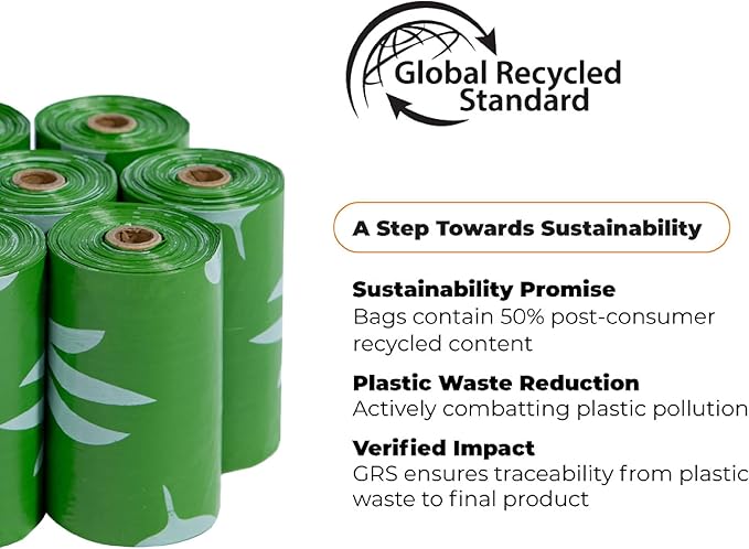 Best Pet Supplies Dog Poop Bags for Waste Refuse Cleanup, Doggy Roll Replacements for Outdoor Puppy Walking and Travel, Leak Proof and Tear Resistant, Thick Plastic - Green (Unscented), 300 Bags
