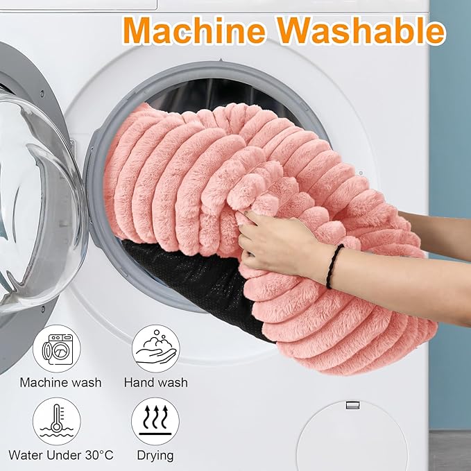 Washable Large Dog Bed,Calming Anti Anxiety Round Donut Dog Bed,Fluffy Puppy Beds for Small Dogs,Cute Kitten Cat Beds for Indoor Cats,Anti-Slip Comfort Pet Beds for Large Size(Pink,XL)
