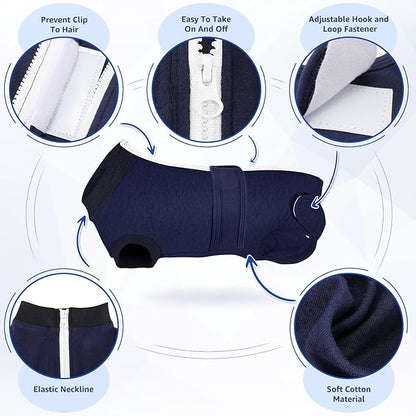 Lukovee Recovery Suit for Dogs, Zipper-On Onesie for Female Male Dog, Abdominal Wounds Cone E-Collar Alternative, Prevent Licking Spay (M, Dark Blue)