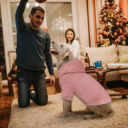 Fuzzy Dog Sweaters for Large Dogs Pet Hoodie Clothes Warm Soft Pet Coats Hooded Sweatshirt Dog Sweaters for Extra Large Dogs(Pink-XXL)