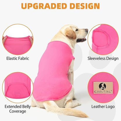 KOOLTAIL Girl Dog Clothes for Large Dogs, 2 Pack Cotton Valentines Dog T Shirts Coats for Outdoor, UV & Insect Protection Anti-Hair Loss & Lightweight Pet Vest Tank Tops Apparel, Pink & Rose, XL