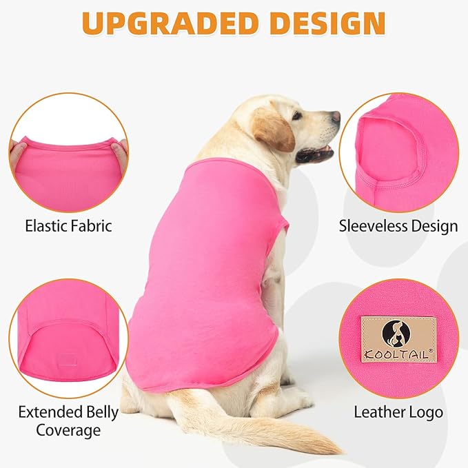 KOOLTAIL Girl Dog Clothes for Large Dogs, 2 Pack Cotton Valentines Dog T Shirts Coats for Outdoor, UV & Insect Protection Anti-Hair Loss & Lightweight Pet Vest Tank Tops Apparel, Pink & Rose, L