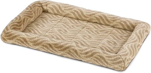 MidWest Homes for Pets QuiteTime Deluxe Wave Bolster Bed for Medium Dogs; Easily Machine Wash and Dry; Tan; 30"; 40230-WVTN