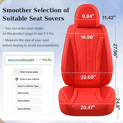 Coverado Car Seat Covers Full Set, Front Seat Cover and Back Seat Covers for Cars, Faux Leather Waterproof Seat Covers, Car Seat Protectors, Automotive Seat Covers Universal for Most Vehicles Red