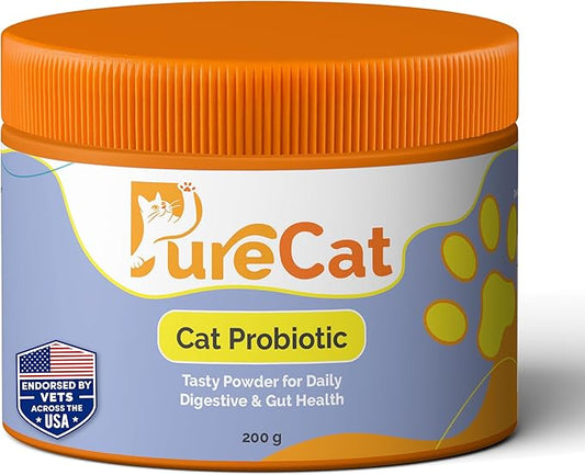Digestive Health & Immune Support Supplement Probiotic Powder for Indoor and Outdoor Cats | 6 Billions CFUs Probiotic Powder for Pets | Veterinarian Recommended | Great Tasting Formula