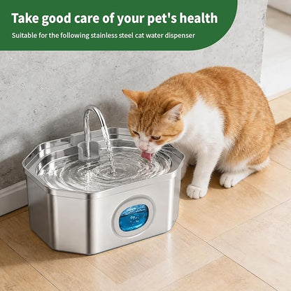 Cat Water Fountain 8 Pack Replacement Filters/Sponges (4+4) -Compatible with Apauk-APFSS-3201 Stainless Steel Cat Water Fountain