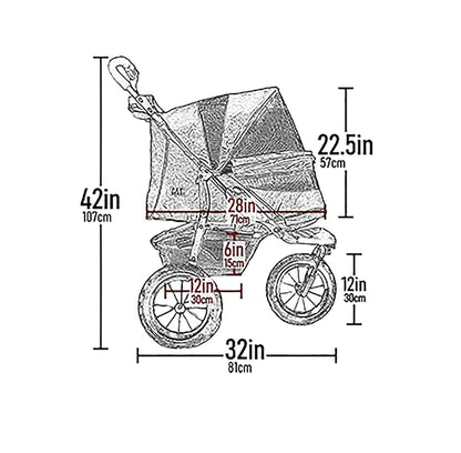 Pet Gear No-Zip Jogger Pet Stroller for Cats/Dogs, Zipperless Entry, Airless Tires, Easy One-Hand Fold, Cup Holder + Storage Basket, Sapphire