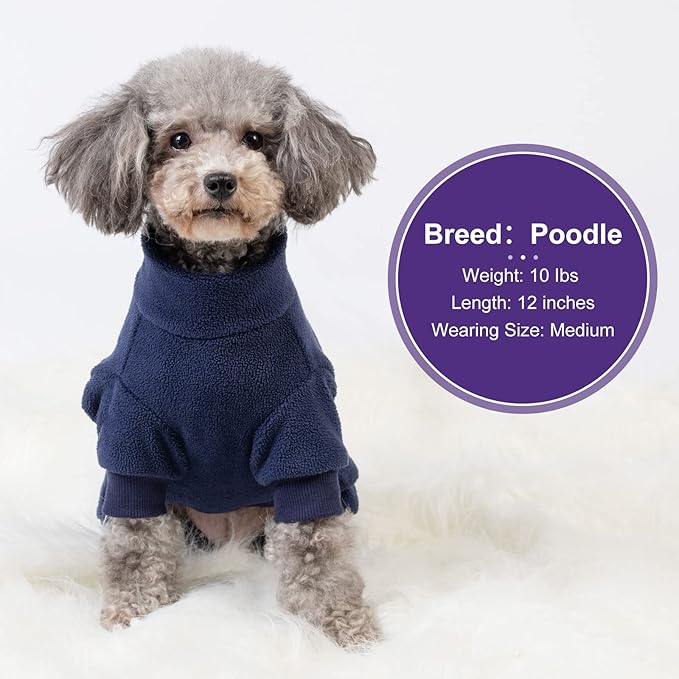 cyeollo Dog Pajamas Warm Dog Coat for Cold Weather Stretchy Soft Doggie Onesie, Winter Pet Clothes Jumpsuit for Small Dogs Pet Apparel, Navy S