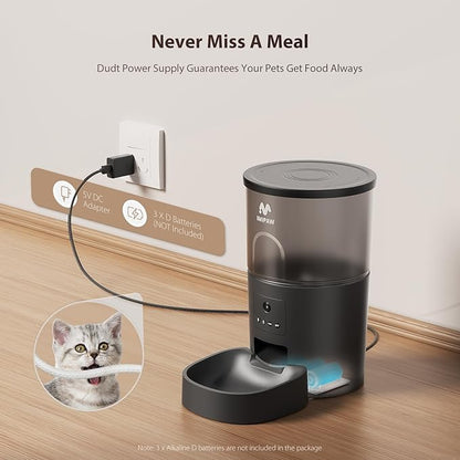 IMIPAW 5L Automatic Cat Feeder with Camera - AI Pet Recognition & Recording, Night Vision, 5G WiFi APP Remote Control, Two-Way Audio & Desiccant Bag, Timed Programmable Food Dispenser for Small Pets