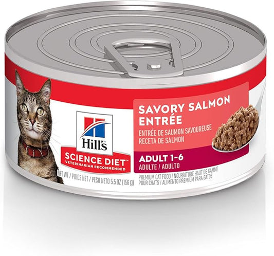 Hill's Science Diet Adult 1-6 Wet Cat Food, Salmon, 5.5 oz. Cans, 24-Pack
