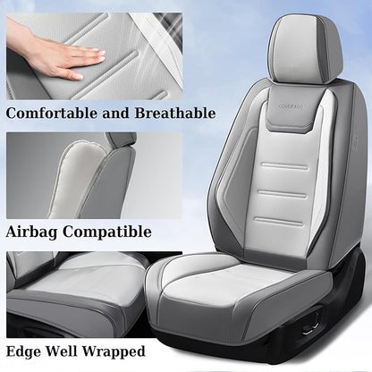 Coverado Car Seat Covers Full Set, Seat Covers for Cars, Front Seat Covers and Back Seat Cover Waterproof Leather Automotive Seat Cover, Universal Car Interior Protectors Cushion for Most Cars