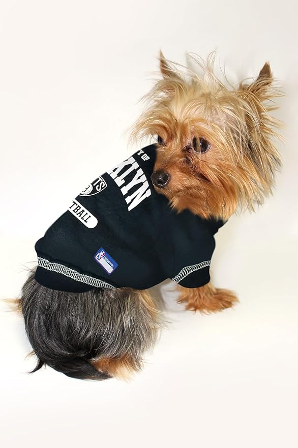 Pets First NBA Licensed Hoodies & T-shirt for Dogs & Cats, Brooklyn NETS, X-Small